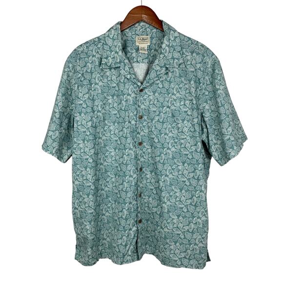 L.L. Bean Other - LL Bean Shirt Short Sleeve Traditional Fit Cotton Green Shell Casual Men's L